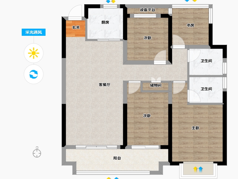 浙江省-台州市-海尚望府-94.01-户型库-采光通风