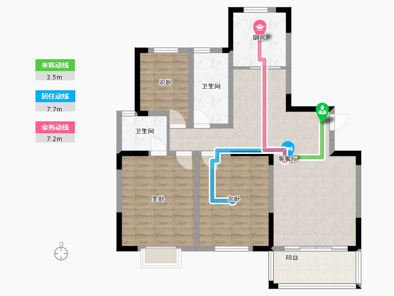 江苏省-泰州市-世纪新城-104.00-户型库-动静线