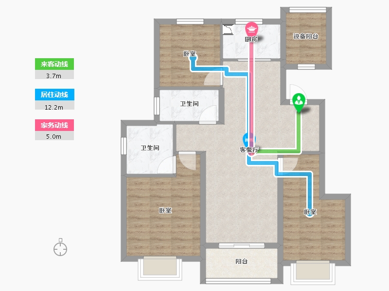 浙江省-宁波市-融创杭州湾壹号-84.41-户型库-动静线