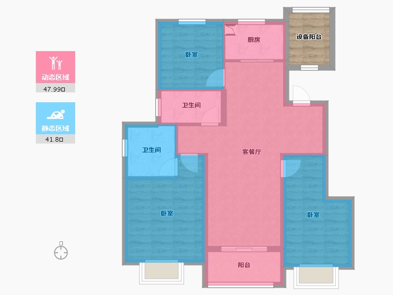 浙江省-宁波市-融创杭州湾壹号-84.41-户型库-动静分区