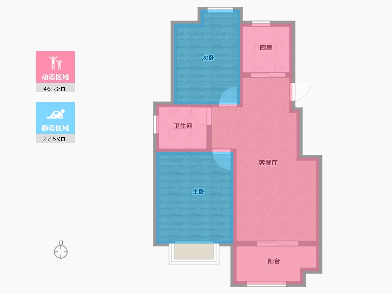 江苏省-扬州市-香茗湖1号-66.01-户型库-动静分区