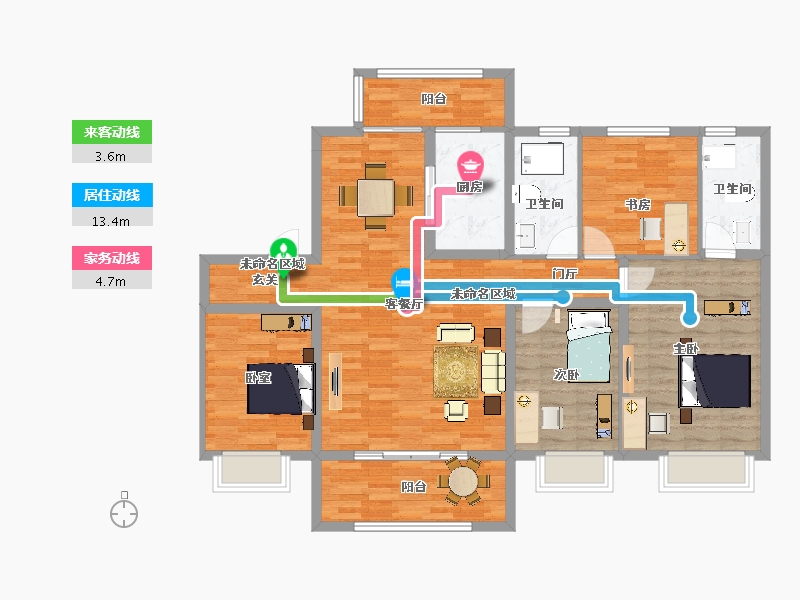 江苏省-扬州市-恒通碧水蓝湾-120.00-户型库-动静线