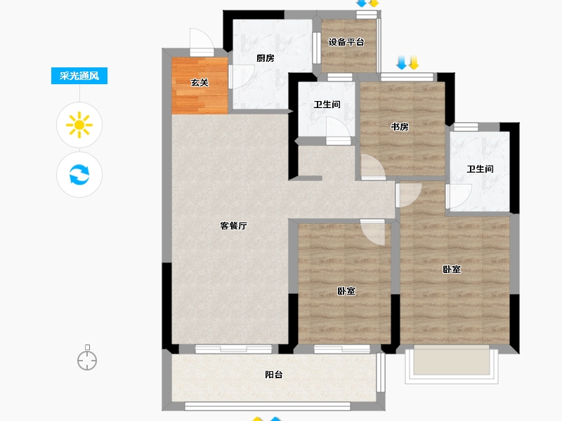 浙江省-宁波市-涌潮印-79.00-户型库-采光通风