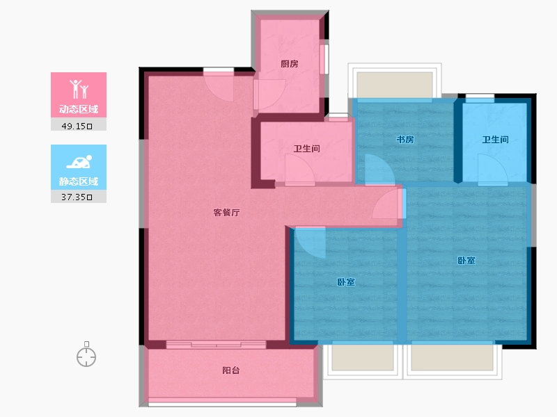 浙江省-温州市-阳光城愉景嘉园-77.00-户型库-动静分区