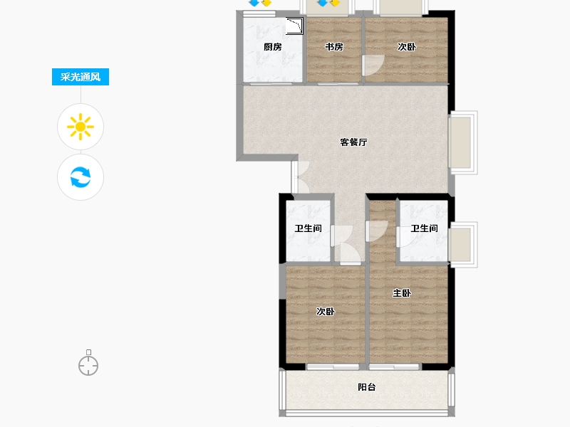 福建省-福州市-富闽时代广场·君座-92.00-户型库-采光通风