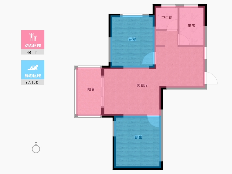 安徽省-合肥市-中街水晶城-65.56-户型库-动静分区