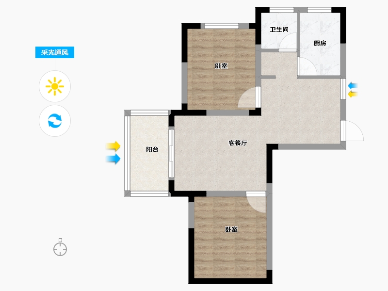 安徽省-合肥市-中街水晶城-65.56-户型库-采光通风