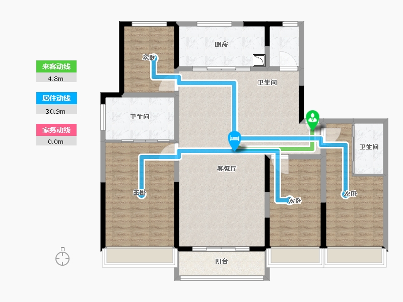 江苏省-苏州市-保利月映庭-140.00-户型库-动静线