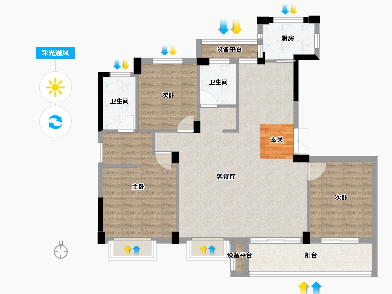 浙江省-台州市-天香雅苑-104.00-户型库-采光通风