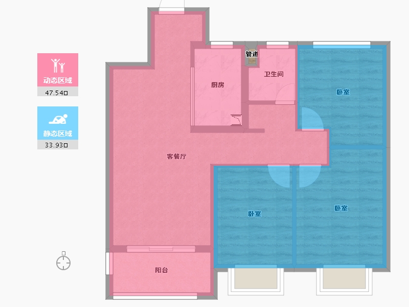 安徽省-淮南市-孔雀城时代北宸-73.00-户型库-动静分区