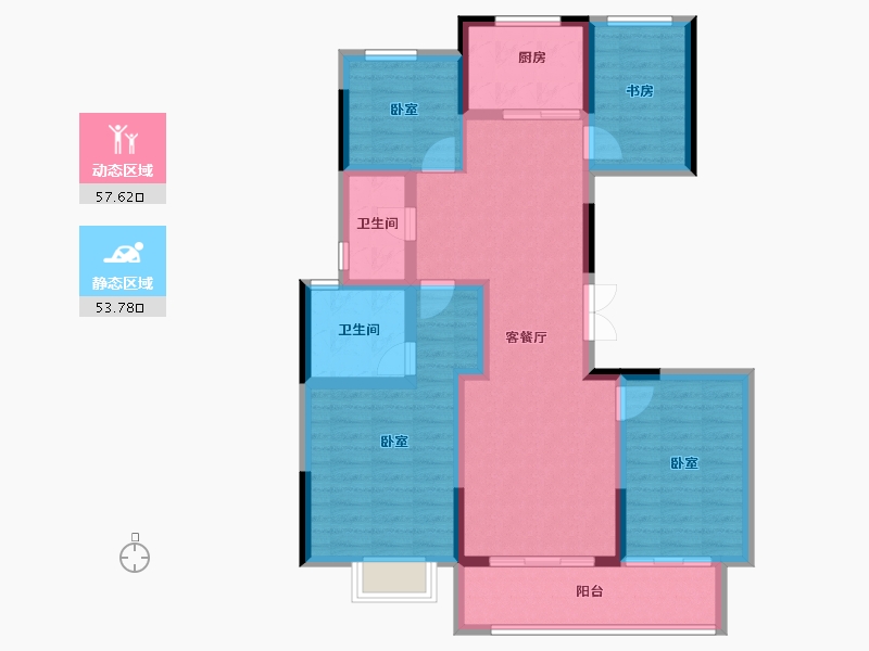 浙江省-杭州市-西房杭语宸鹭院-98.91-户型库-动静分区