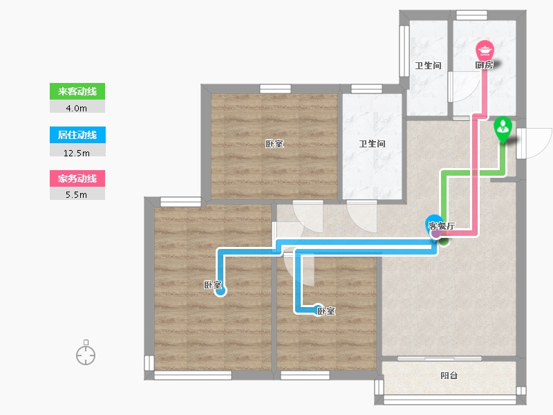 辽宁省-盘锦市-富盈·海滨新城-66.89-户型库-动静线