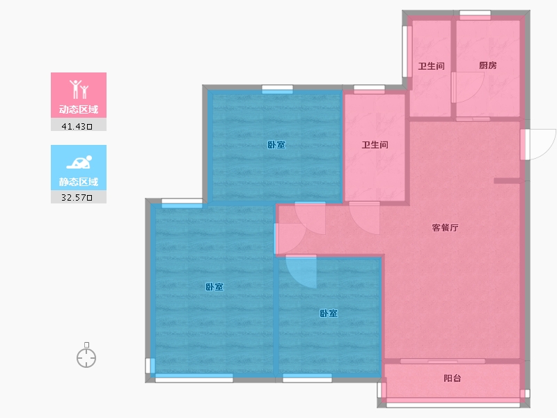 辽宁省-盘锦市-富盈·海滨新城-66.89-户型库-动静分区