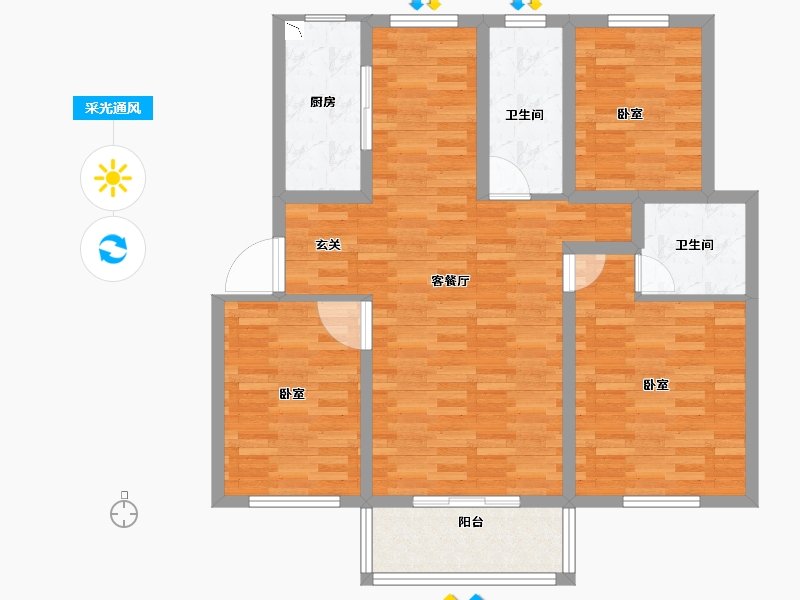 江苏省-宿迁市-广博丽景湾-93.00-户型库-采光通风