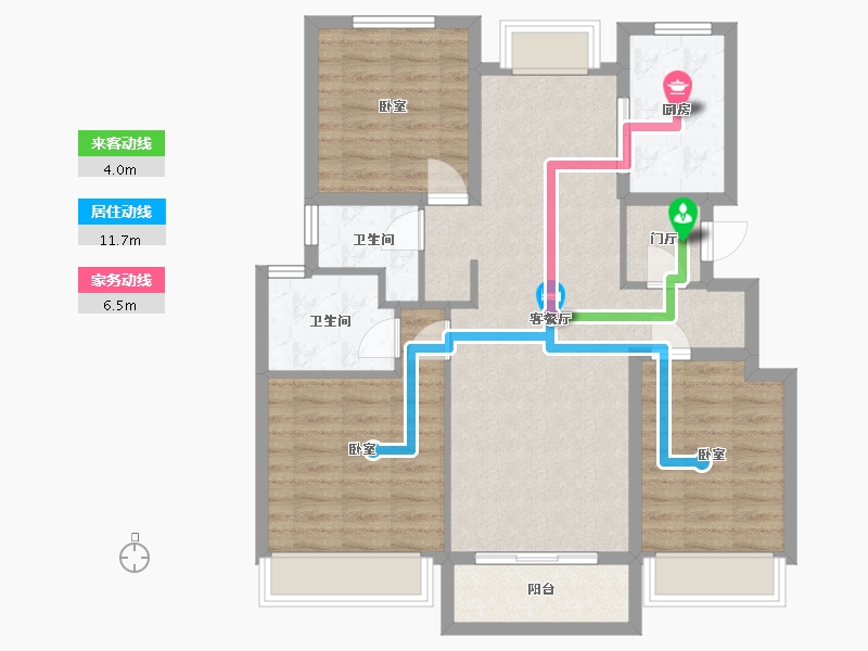 浙江省-杭州市-万科劝学里-89.53-户型库-动静线