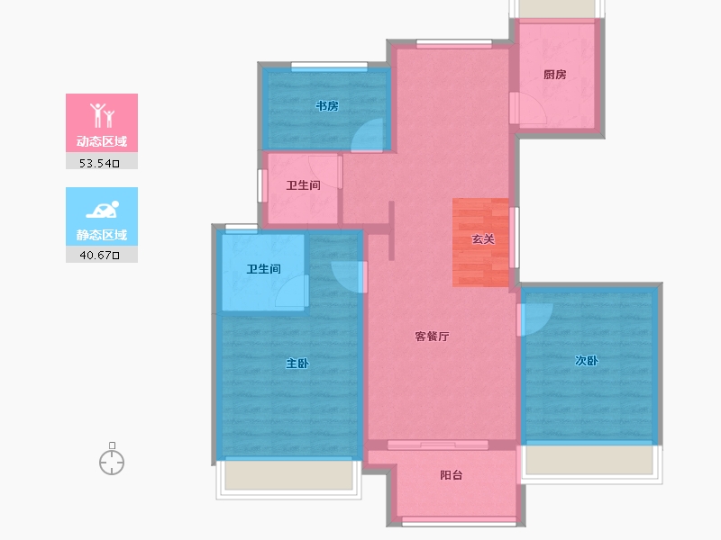 安徽省-黄山市-翼天学苑里-83.99-户型库-动静分区