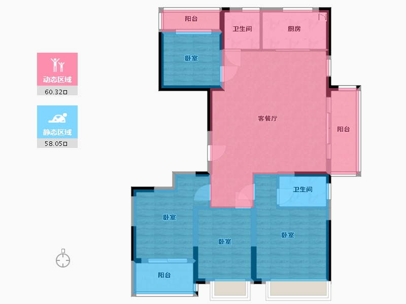 浙江省-宁波市-荣安·涌清府-106.00-户型库-动静分区