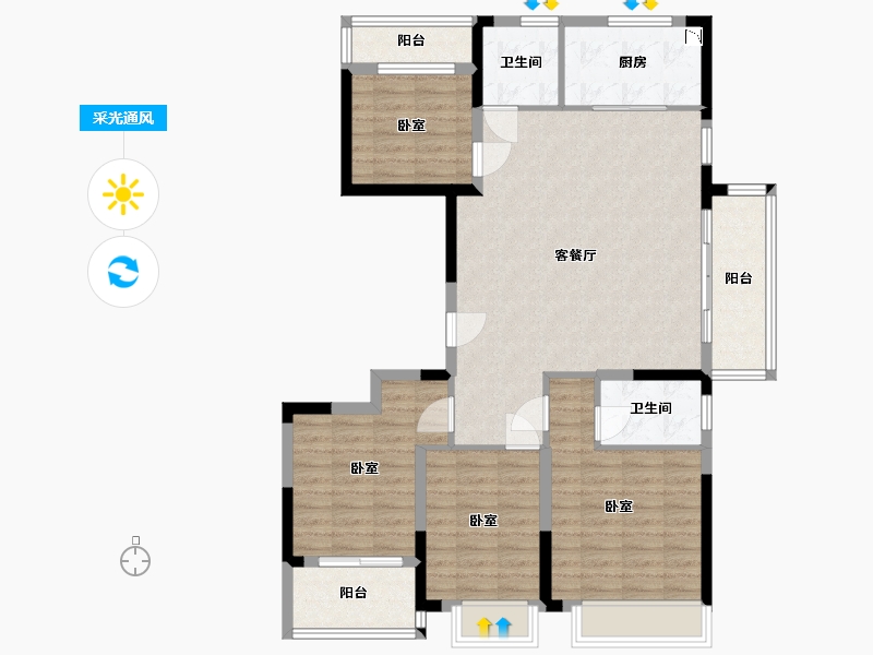 浙江省-宁波市-荣安·涌清府-106.00-户型库-采光通风