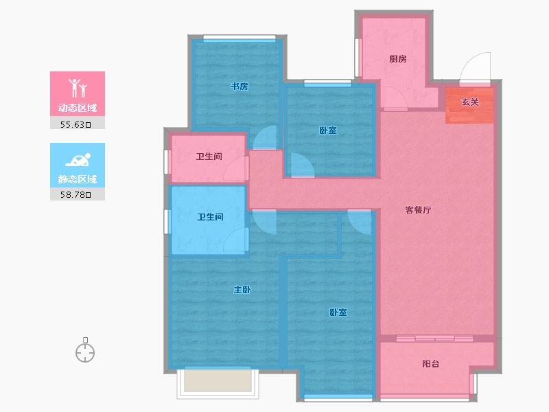 江苏省-苏州市-苏州湾天铂-102.18-户型库-动静分区