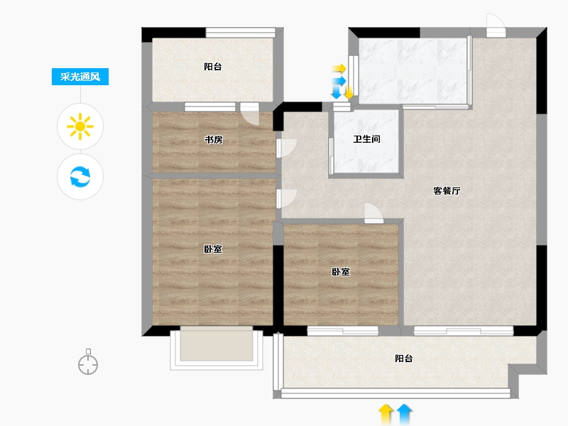 浙江省-宁波市-碧桂园湾上前璟-68.00-户型库-采光通风