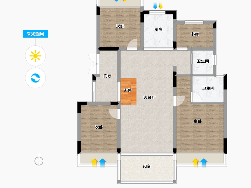 安徽省-黄山市-锦绣春风里-100.99-户型库-采光通风