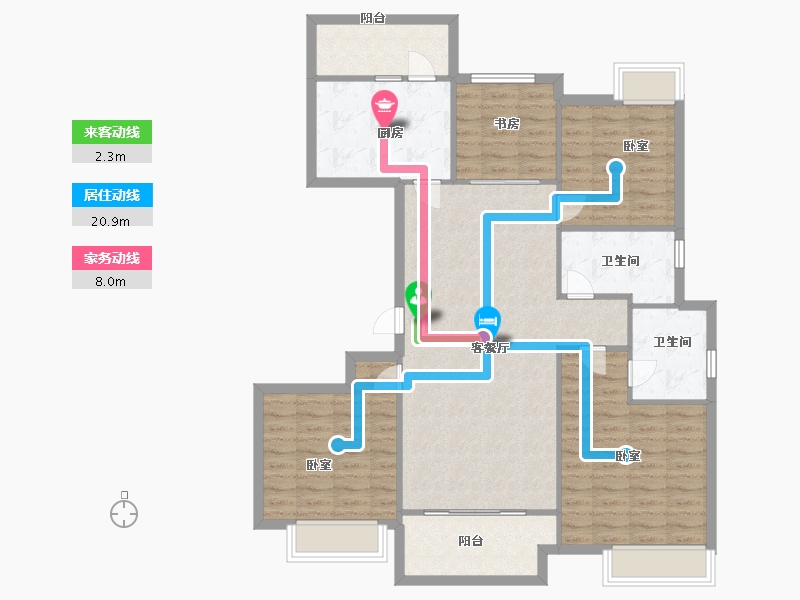 江苏省-苏州市-九龙仓时代上城国宾峯-112.00-户型库-动静线