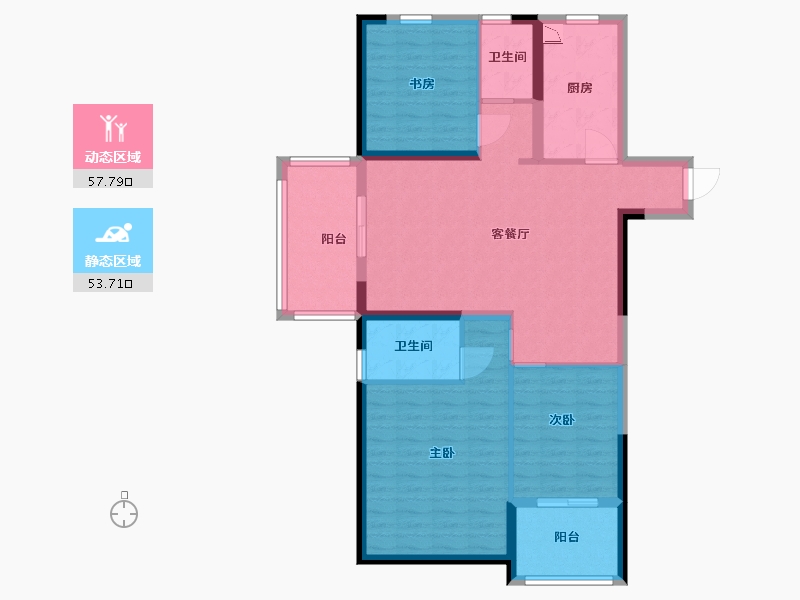 江苏省-淮安市-建华观园-公园道-100.00-户型库-动静分区