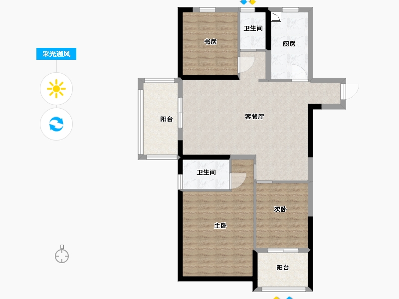 江苏省-淮安市-建华观园-公园道-100.00-户型库-采光通风