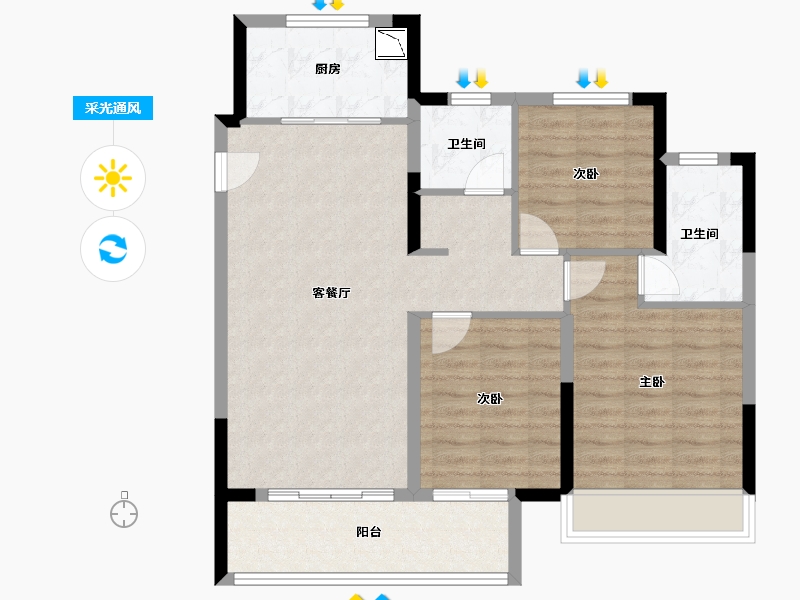 江苏省-徐州市-绿地国际产业新城-88.00-户型库-采光通风