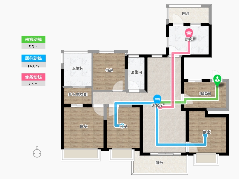 浙江省-宁波市-万象华府二期-111.00-户型库-动静线