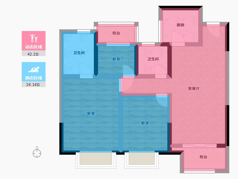 浙江省-宁波市-首开龙湖·春江郦城-67.67-户型库-动静分区