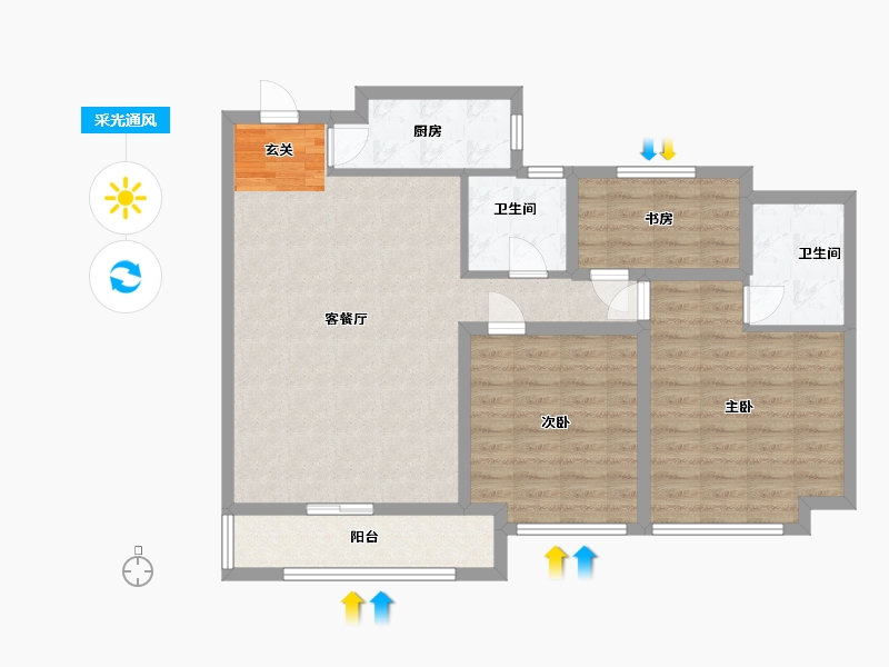 江苏省-淮安市-潮都望庄-96.05-户型库-采光通风