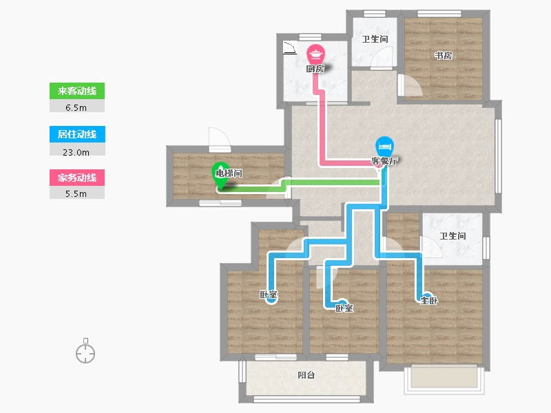 浙江省-宁波市-万科翰林甲第-98.40-户型库-动静线