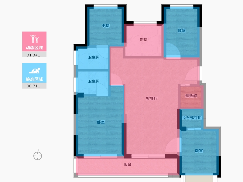 浙江省-宁波市-金隅大成郡二期-53.76-户型库-动静分区