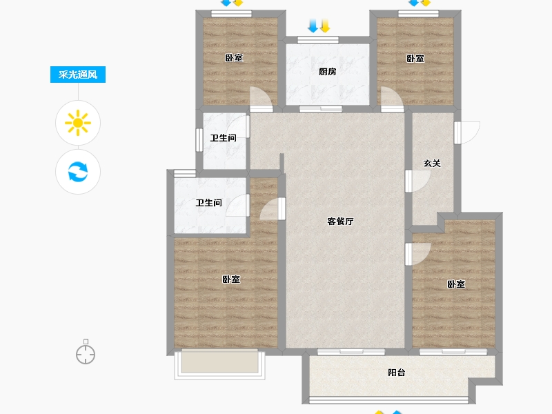 江苏省-扬州市-海信鸿扬世家-110.01-户型库-采光通风