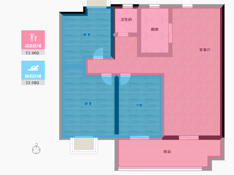 安徽省-亳州市-北京城房时代樾府-76.00-户型库-动静分区