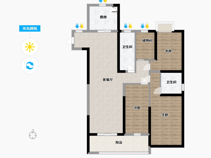 江苏省-淮安市-建华观园-公园道-111.99-户型库-采光通风