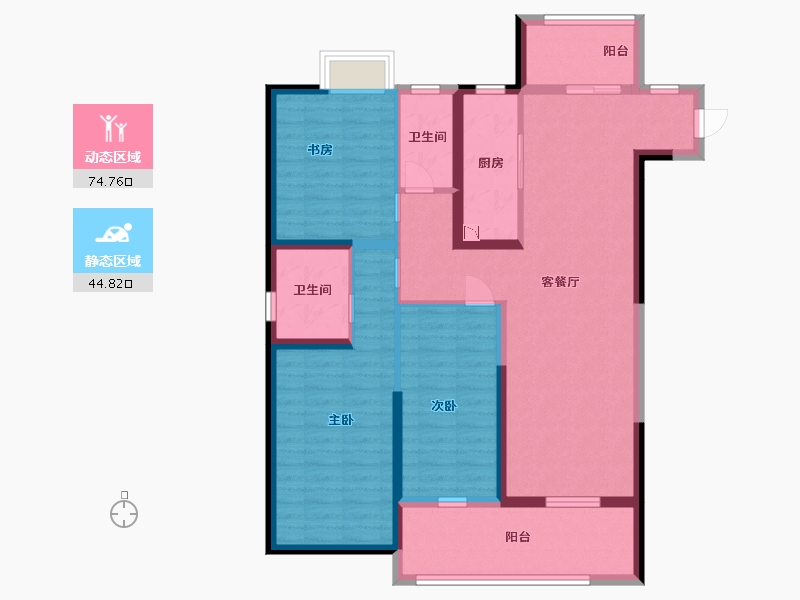 江苏省-淮安市-建华观园-公园道-106.23-户型库-动静分区