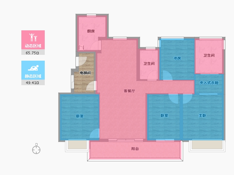 浙江省-宁波市-万象华府二期-108.28-户型库-动静分区