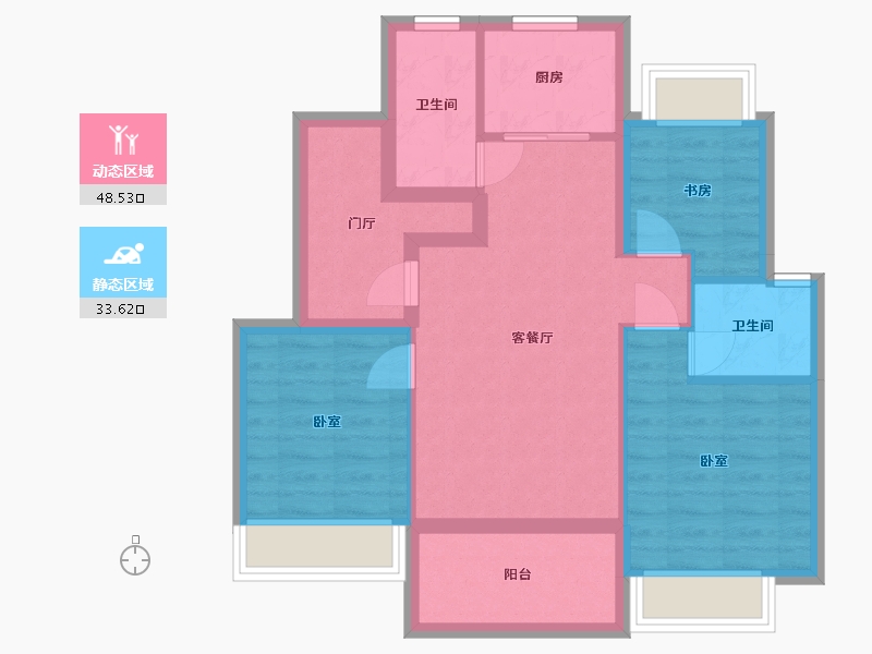 浙江省-杭州市-德信海德公园-72.26-户型库-动静分区