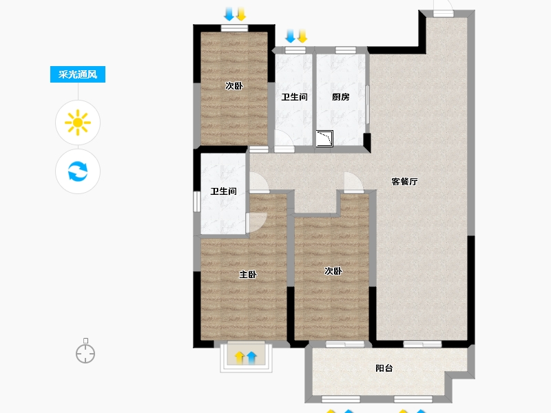 江苏省-淮安市-新城悦隽学府-99.20-户型库-采光通风