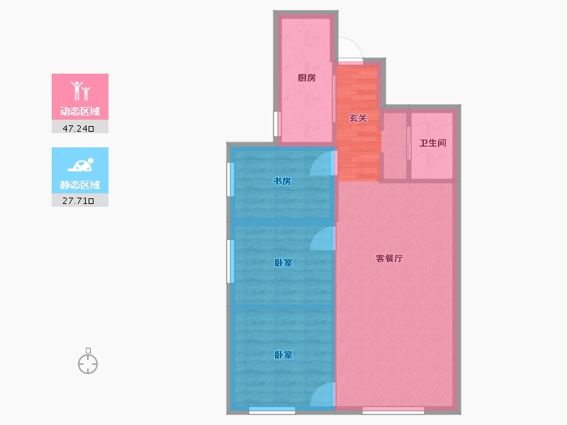 新疆维吾尔自治区-乌鲁木齐市-西山大学城翰岭佳苑-67.39-户型库-动静分区