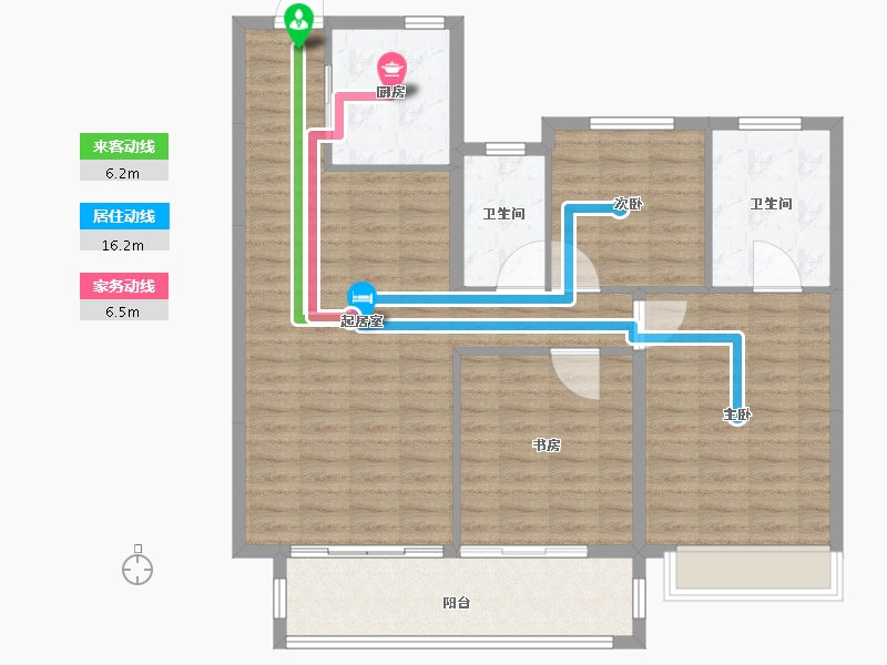 江苏省-徐州市-益兴·康馨名樾-105.00-户型库-动静线