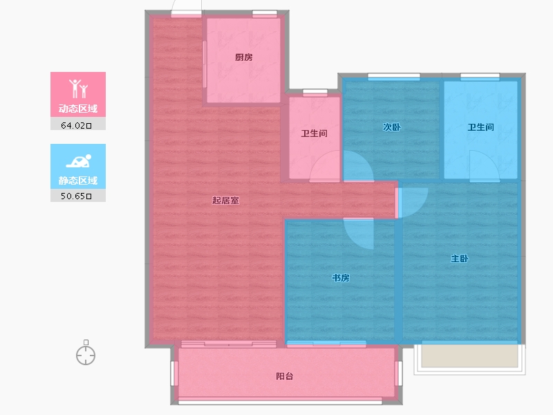 江苏省-徐州市-益兴·康馨名樾-105.00-户型库-动静分区