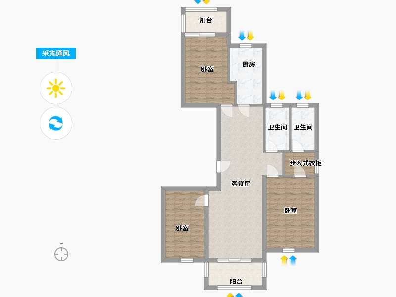 浙江省-温州市-中楠瓯江府-88.00-户型库-采光通风