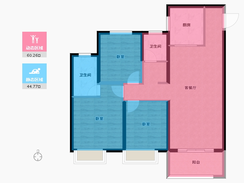 陕西省-宝鸡市-三迪金域高新-94.00-户型库-动静分区