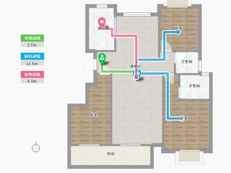 江西省-抚州市-鑫业润园-88.74-户型库-动静线