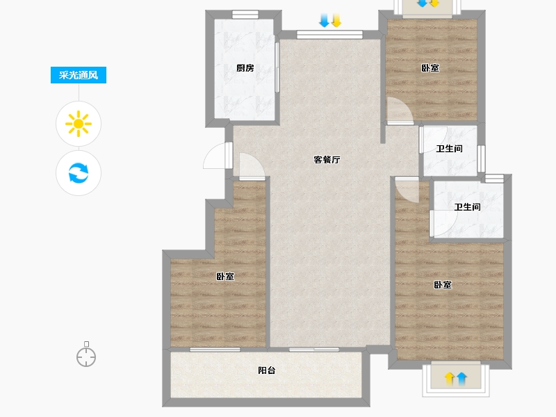 江西省-抚州市-鑫业润园-88.74-户型库-采光通风