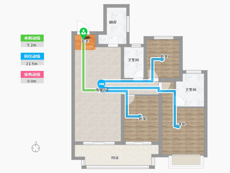 江苏省-苏州市-苏州湾天铂-88.96-户型库-动静线