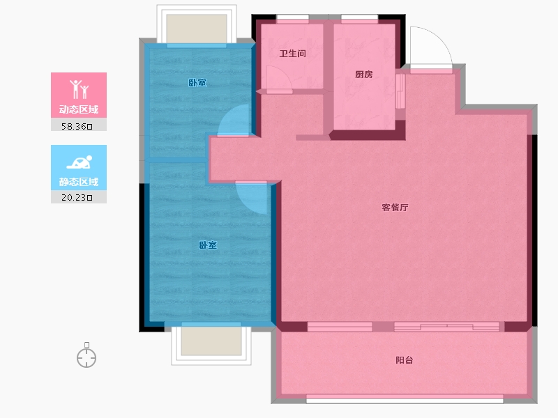 安徽省-淮南市-北京城房北大学府-70.19-户型库-动静分区